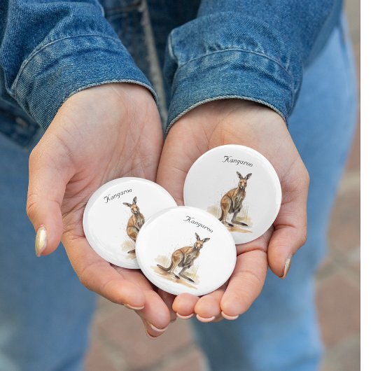 アウトバックワンダラー：水の色カンガルーカスタム 缶バッジ