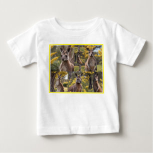 アウトバック美しい:カンガルーとウォトルの写真コラージュ ベビーTシャツ