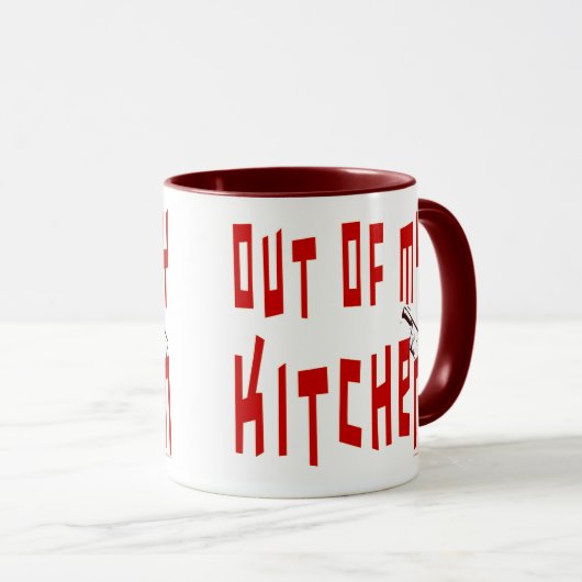 アウトマイキッチンおもしろいことわざマグカップ マグカップ (正面右)