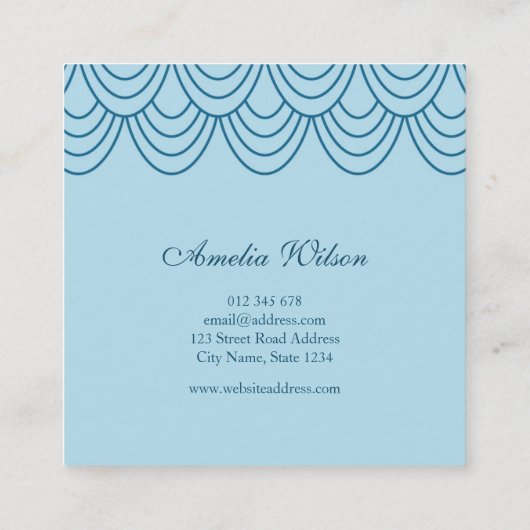 アウトライスタイリッシュンの青い幾何学的パターン スクエア名刺 (裏面)