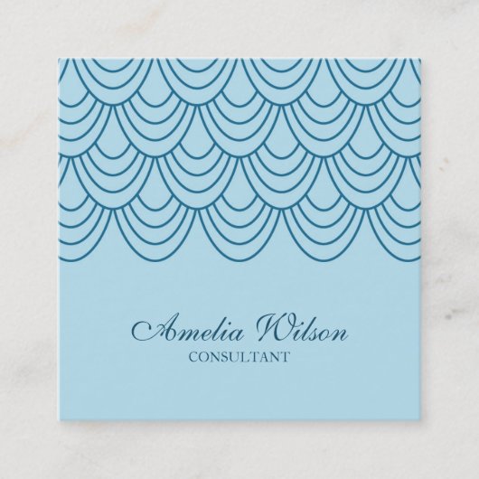 アウトライスタイリッシュンの青い幾何学的パターン スクエア名刺 (正面)