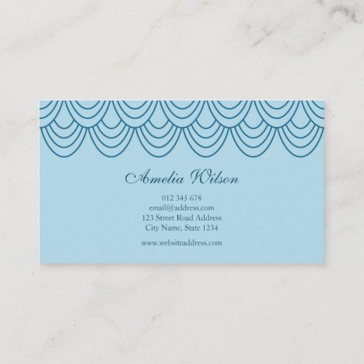 アウトライスタイリッシュンの青い幾何学的パターン 名刺 (裏面)