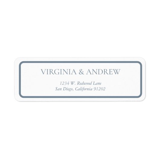 アウトラインが青いミニマル住所 シール (正面)