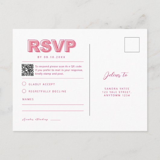 アウトラインはっきりしたタイプRSVPバーコードエンクロージャポストカード ポストカード (裏面)