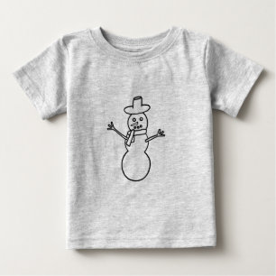 アウトラインアートスケッチ-雪だるまカラーリングシャツ ベビーTシャツ