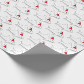 アウトラインシャークサンタハットホワイトクリスマスホリデー ラッピングペーパー (角)