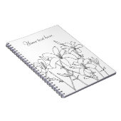 アウトラインスケッチリリー花カスタム付ノートブック ノートブック (右側)