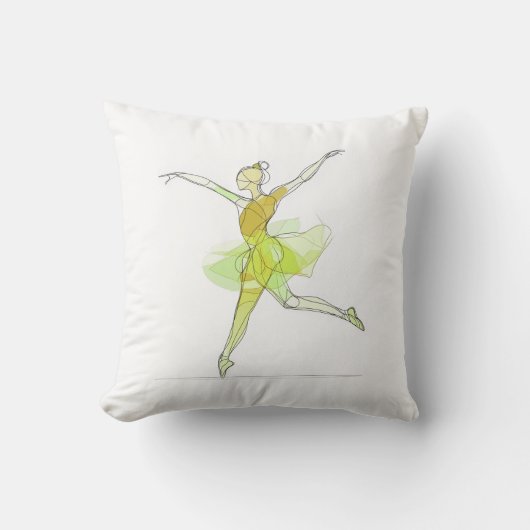 アウトラインストローク踊りグリーンバレリナスタジオ クッション (正面)