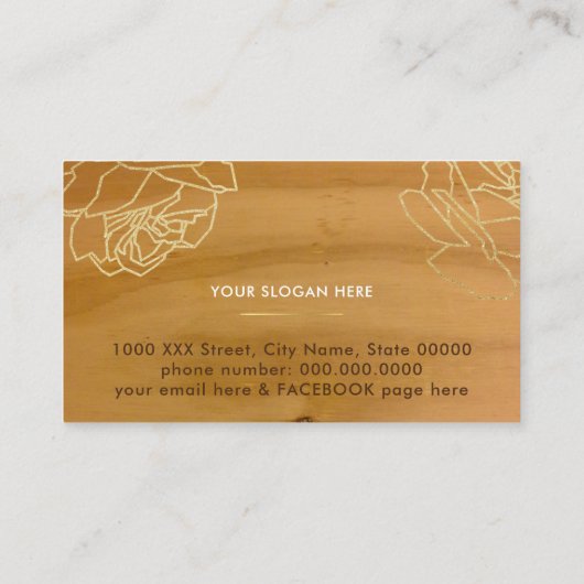 アウトラインバラの花の木，ジュエリーデザイナー 名刺 (裏面)