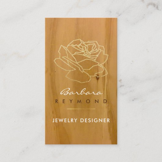アウトラインバラの花の木，ジュエリーデザイナー 名刺 (正面)