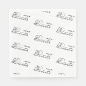 アウトライン付き白黒トレインアップシャーリンナプキンス スタンダードランチョンナプキン (正面)