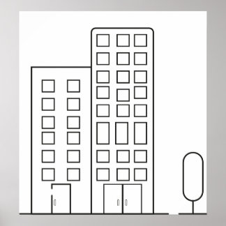 アウトライン建物ポスター ポスター