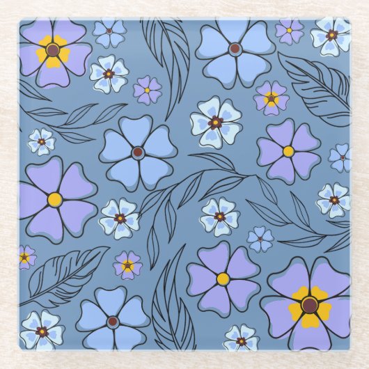 アウトライン魅力的コースター付鮮やかき&フローラ ガラスコースター (正面)