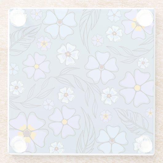 アウトライン魅力的コースター付鮮やかき&フローラ ガラスコースター (裏面)