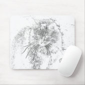 アウトラインcatとイニシャル マウスパッド (マウス)