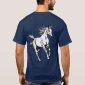 アウトライ走ン・アートの馬デザイン- Tシャツ (裏面)