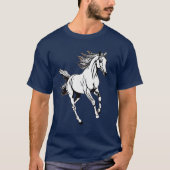 アウトライ走ン・アートの馬デザイン- Tシャツ (正面)