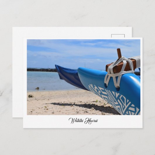 アウトリガーカヌオンワイキキビーチハワイハワハガキ。 シーズンポストカード (正面/裏面)