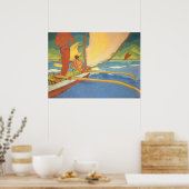 アウトリガーカヌーに乗った男たちは海岸に向かった ポスター (キッチン)