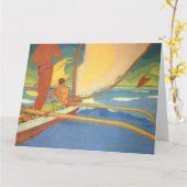 アウトリガーカヌーのグリーティングカードに入った男性 カード (黄色い花)