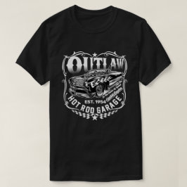 アウトロー・ホットロッド・ガレージ クラシックカー ホワイト グラフィック Tシャツ