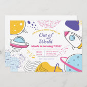 アウト宇宙アドベンチャーバースデーパーティー 招待状 (正面/裏面)