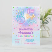 アウト独身のデジット女の子10歳の誕生日招待状。 招待状 (スタンド正面)