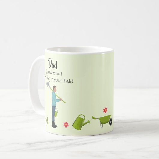 アウト立ちおもしろいパパガーデニング父の日 コーヒーマグカップ (正面左)
