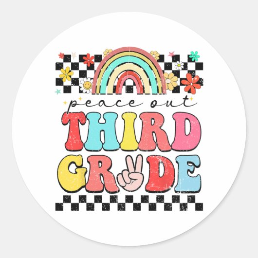 アウト3年生レトロGroovy幸せ最後の日の学校 ラウンドシール (正面)