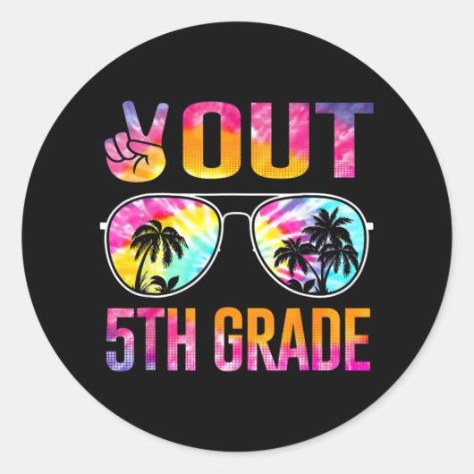 アウト5年生絞り染め卒業式の最終日 ラウンドシール (正面)