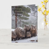 アウト・イン・ザ・コールド：ウォンバット誕生日カード カード (黄色い花)