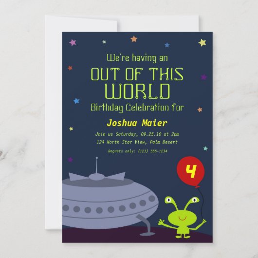 アウト·オブ·ザ·ザ·ワールド、誕生日招待状 招待状 (正面)