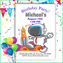 アウト・オブ・ザ・ワールド宇宙飛行士ボーイ誕生日 招待状