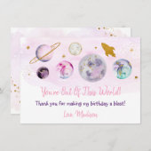 アウト・オブ・ザ・ワールド・銀河系・ピンク・金ゴールド サンキューカード (正面/裏面)