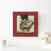 アウドゥボンのアメリカの鳥のアカタカ スクエア壁時計 (ホーム)