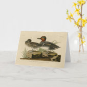 アウドゥボンの鳥のティール（緑がかった色）、アメリカの緑の翼を持つ鳥 カード (黄色い花)