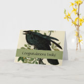 アウドゥボンレイヴン鳥クラシックのアートワーク カード (黄色い花)