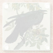 アウドゥボンレイヴン鳥クラシックのアートワーク ガラスコースター (裏面)