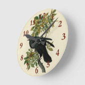 アウドゥボンレイヴン鳥クラシックのアートワーク ラウンド壁時計 (傾斜)