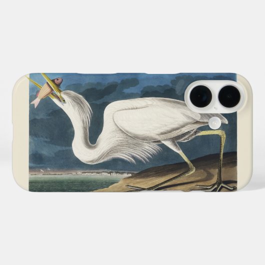 アウドゥボン『チュウベイサギ』鳥のヴィンテージアート Case-Mate iPhoneケース (裏面 (横))