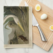 アウドゥボン・素晴らしバード・オブ・アメリカ、ホワイトヘロン キッチンタオル (四つ折り)