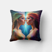 アウラを抽象芸術アートカラフルに使った2人の女性 クッション (裏面)