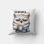 アウルおもしろいコーヒー愛好家の反社会的憎悪の朝 クッション (裏面)