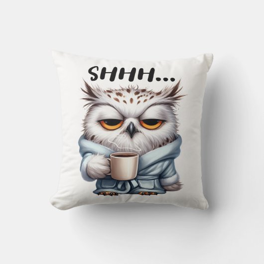 アウルおもしろいコーヒー愛好家の反社会的憎悪の朝 クッション (正面)