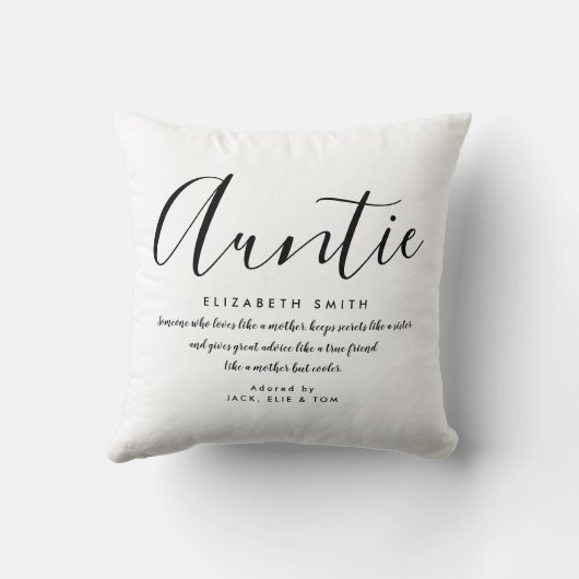 アウンティエレガント引用文白黒装飾用クッション クッション (裏面)