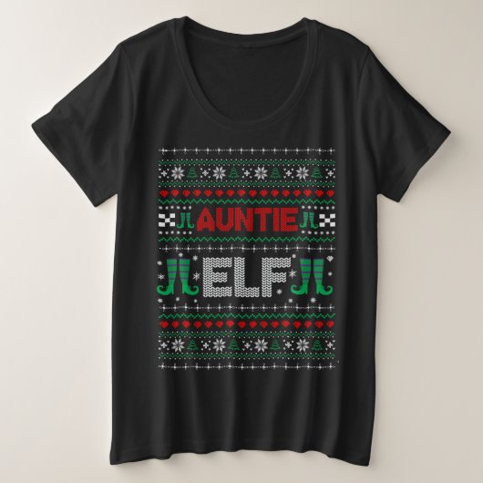 アウンティ小妖精や小人醜いクリスマスセーター プラスサイズTシャツ (デザイン正面)
