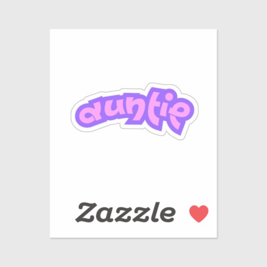 アウンティ | ピンク色の紫色の叔母のバブルレター シール (シート)