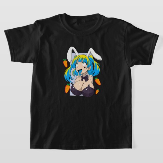 アエガオのシャツのアニメ顔ウサギのコスプレLEWDティー Tシャツ (レイダウン)