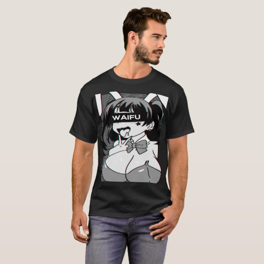 アエガオはアニメのロングスリーブシャツとラビットコスを手にした Tシャツ (正面フル)