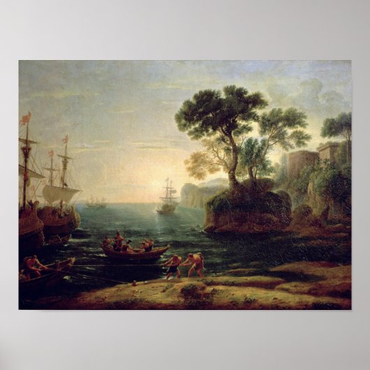 アエネースの到着イタリア,夜明け ポスター (正面)